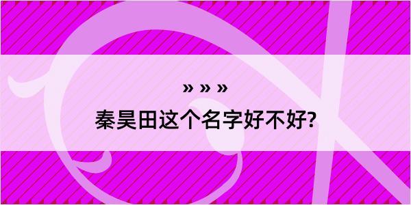 秦昊田这个名字好不好?