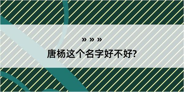 唐杨这个名字好不好?