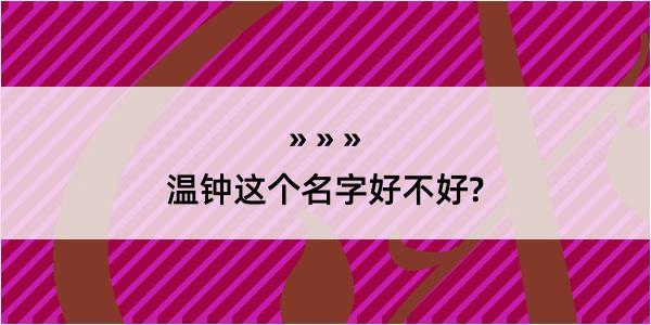 温钟这个名字好不好?