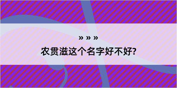 农贯滋这个名字好不好?