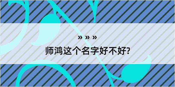 师鸿这个名字好不好?