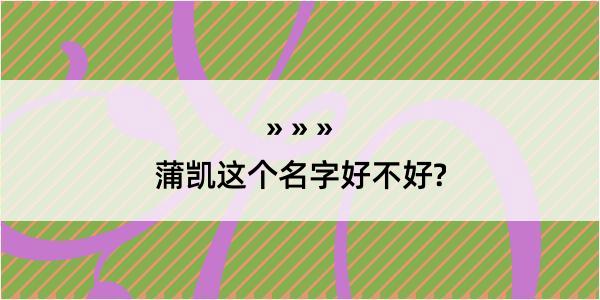 蒲凯这个名字好不好?