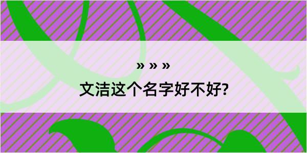 文洁这个名字好不好?