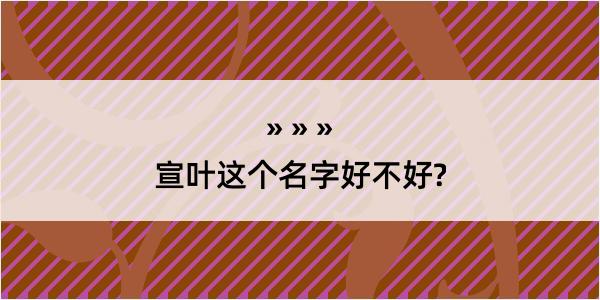 宣叶这个名字好不好?