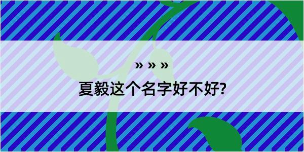 夏毅这个名字好不好?