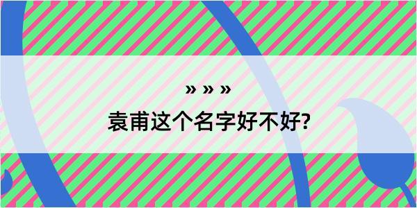 袁甫这个名字好不好?