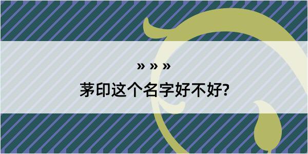 茅印这个名字好不好?