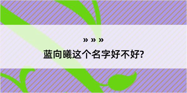 蓝向曦这个名字好不好?