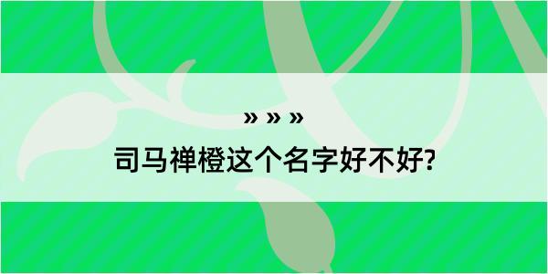 司马禅橙这个名字好不好?