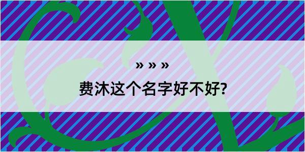 费沐这个名字好不好?