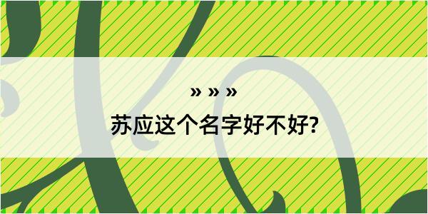 苏应这个名字好不好?