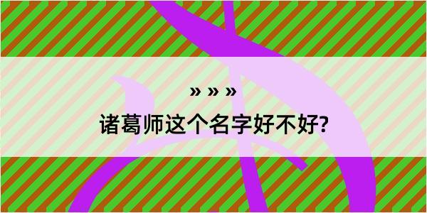 诸葛师这个名字好不好?