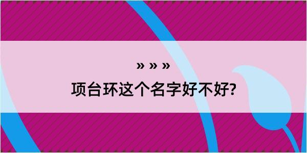 项台环这个名字好不好?