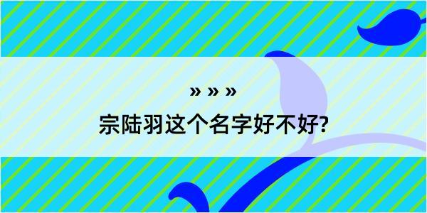 宗陆羽这个名字好不好?