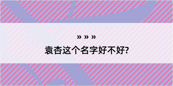 袁杏这个名字好不好?