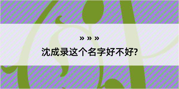 沈成录这个名字好不好?