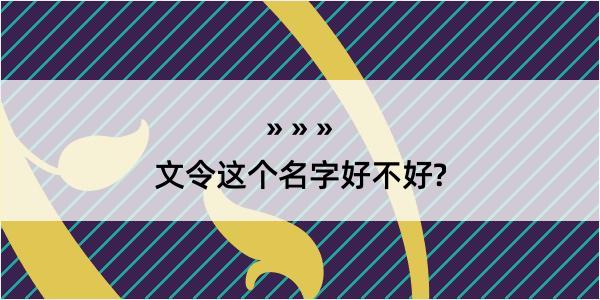 文令这个名字好不好?