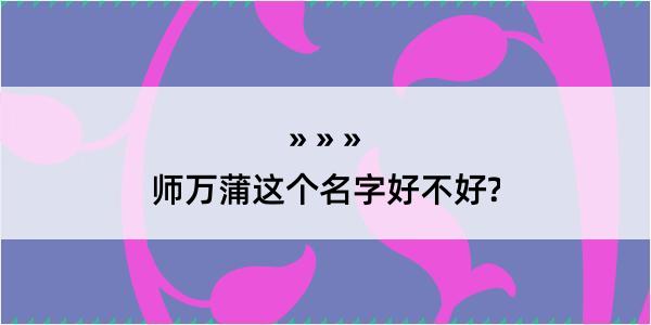 师万蒲这个名字好不好?