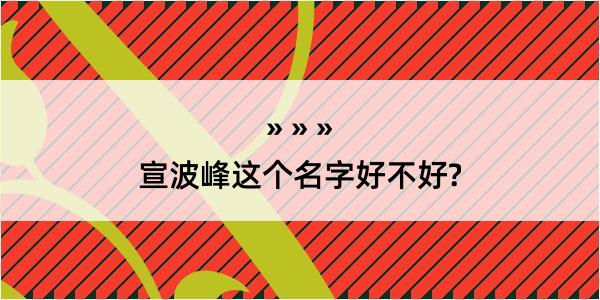 宣波峰这个名字好不好?