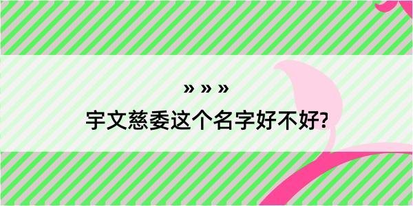 宇文慈委这个名字好不好?