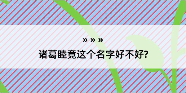 诸葛睦竟这个名字好不好?