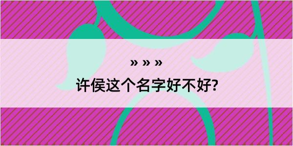 许侯这个名字好不好?