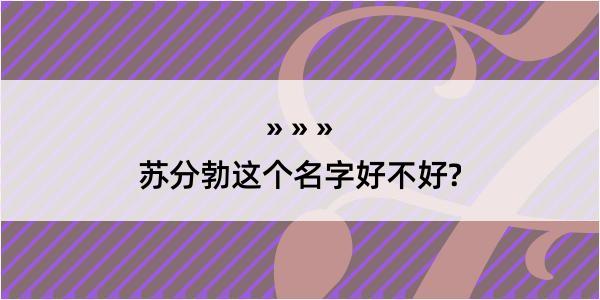 苏分勃这个名字好不好?