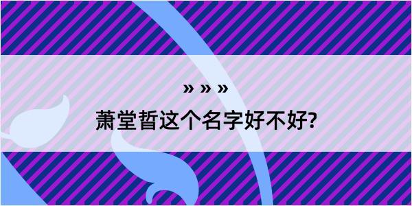 萧堂晢这个名字好不好?