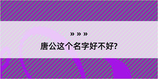 唐公这个名字好不好?