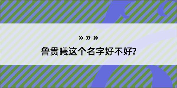 鲁贯曦这个名字好不好?