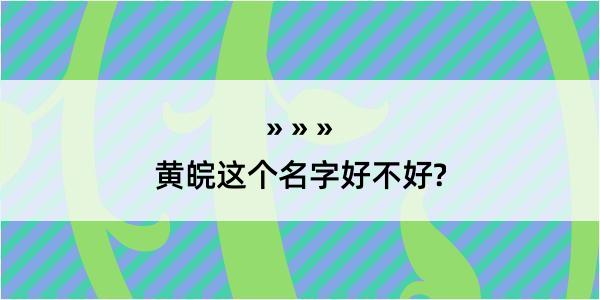 黄皖这个名字好不好?