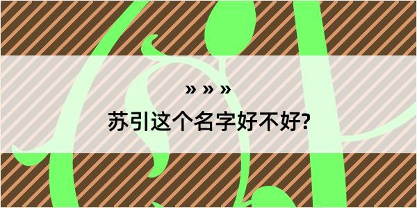 苏引这个名字好不好?