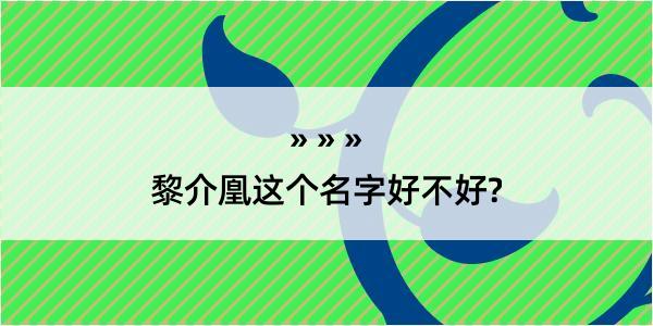 黎介凰这个名字好不好?