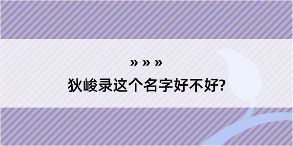 狄峻录这个名字好不好?