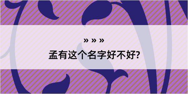 孟有这个名字好不好?