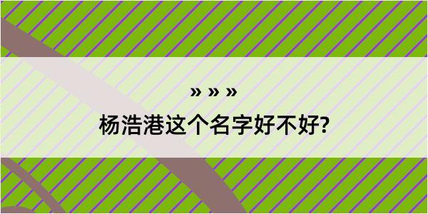 杨浩港这个名字好不好?