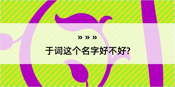 于词这个名字好不好?