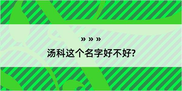 汤科这个名字好不好?