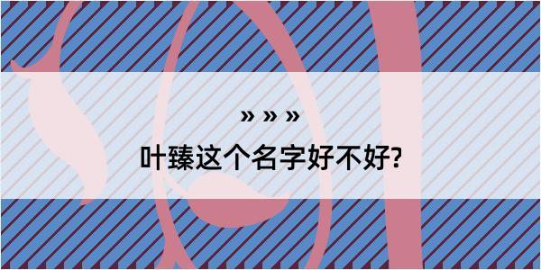 叶臻这个名字好不好?