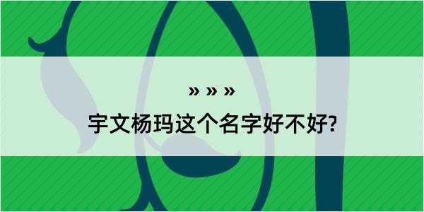 宇文杨玛这个名字好不好?