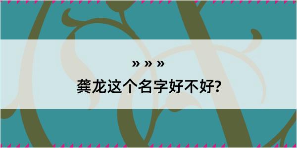 龚龙这个名字好不好?