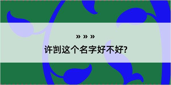 许剀这个名字好不好?