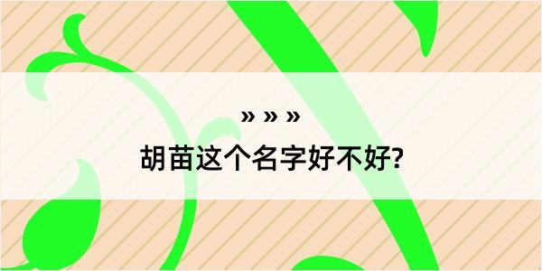 胡苗这个名字好不好?