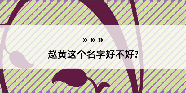 赵黄这个名字好不好?