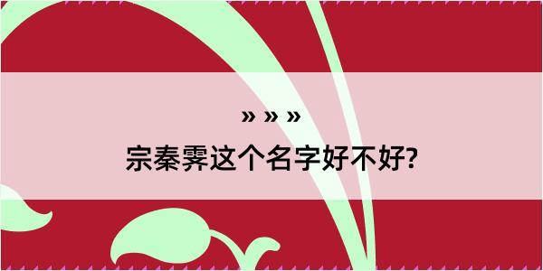 宗秦霁这个名字好不好?