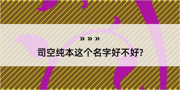 司空纯本这个名字好不好?