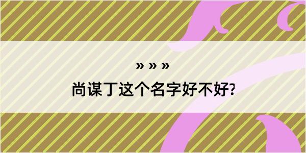 尚谋丁这个名字好不好?