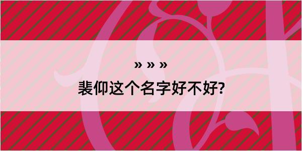 裴仰这个名字好不好?