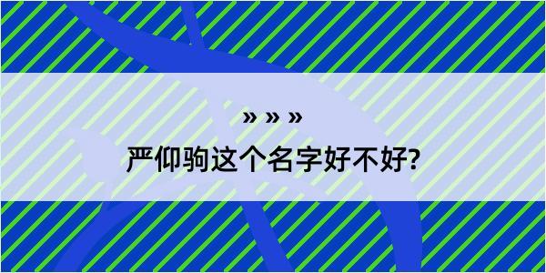 严仰驹这个名字好不好?