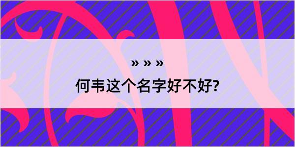 何韦这个名字好不好?